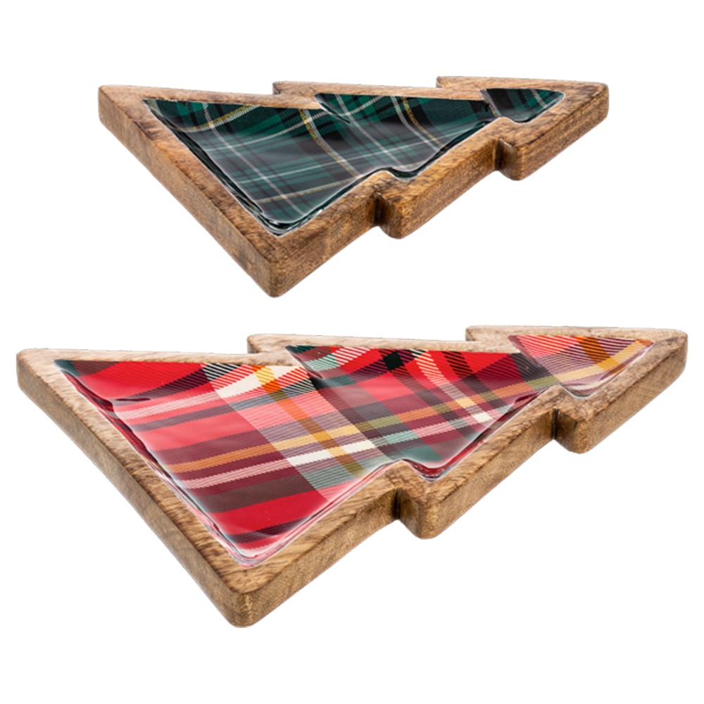 Midwest, Collectibles, Gifts, 2024, Nested, Plaid, Tree Tray, 2 Piece, Set, 824561